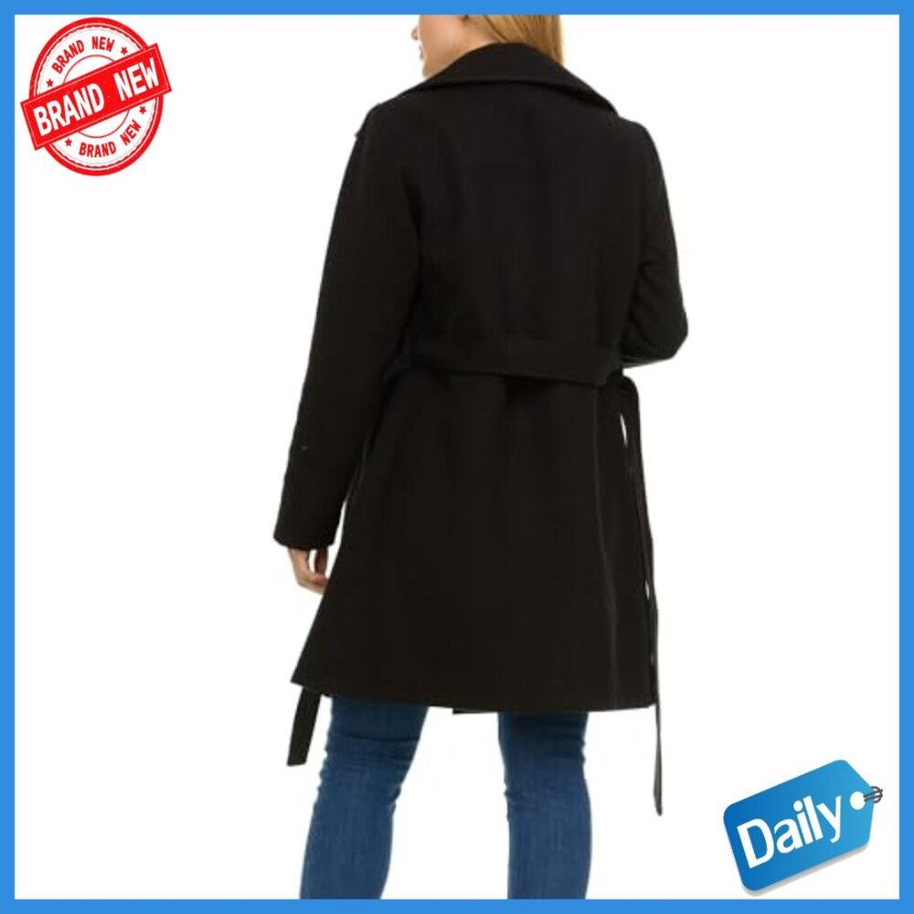 Double-Breasted Faux Wool Trench Coat, Winter Coat for Women - Picture 5 of 7